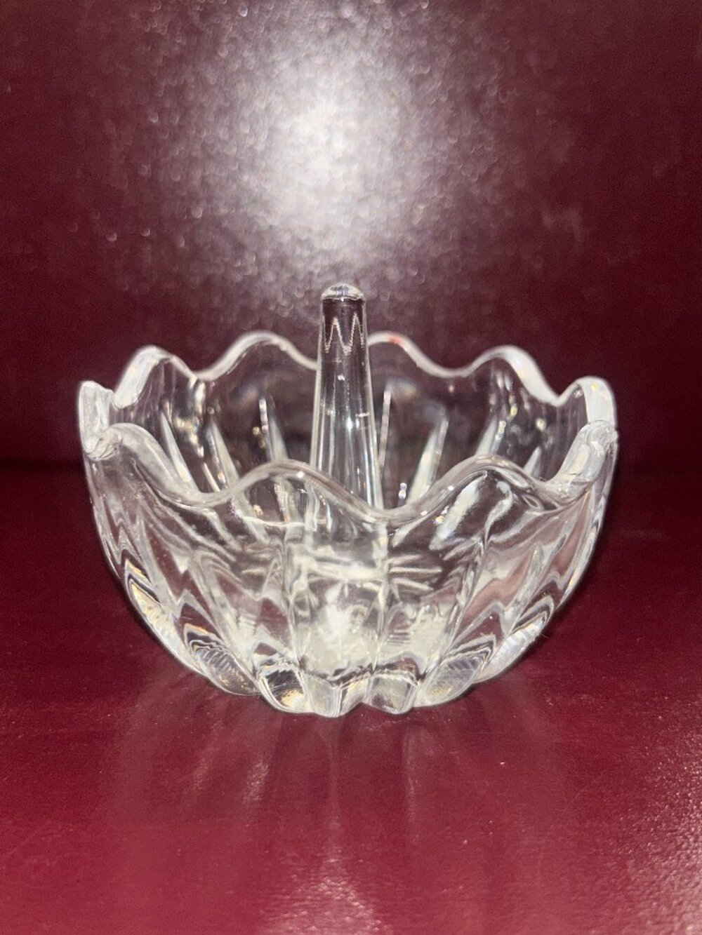 Clear Glass Ring Holder Jewelry Stand Organizer Dish w/ Center Post
